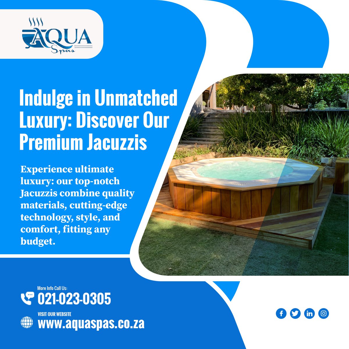 Officialaquaspa's tweet image. 🛁🌟 Immerse Yourself in the World of Premium Jacuzzis 🌟🛁   Welcome to AquaSpas, where dreams of luxurious spa experiences come to life. 
Discover more at: aquaspas.co.za 🌟  
#AquaSpas #Jacuzzis #SpaCovers #LuxuryRetreat #SpaEnthusiasts #RelaxationGetaway  🛁🏝️🌊💆‍♀️