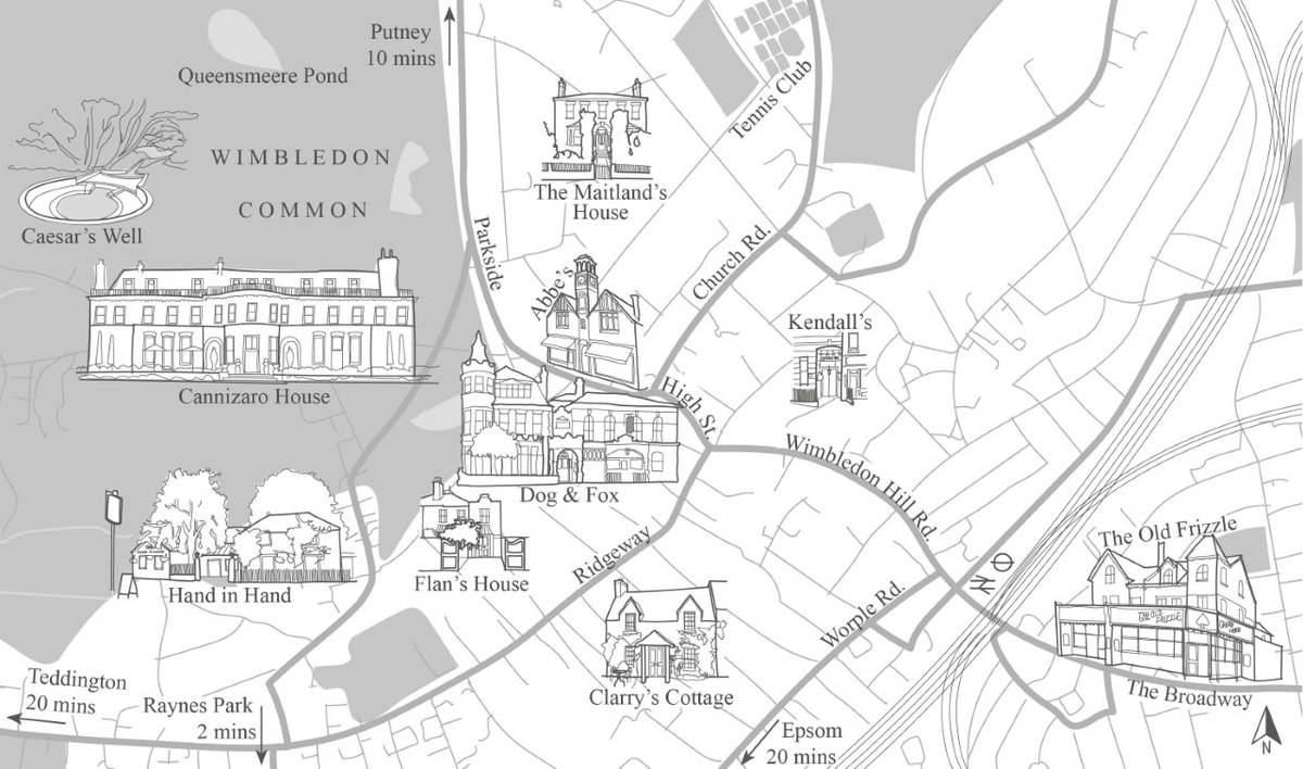 Who doesn't love a map?! Immerse yourself in the world of my unlikely heroine and rookie private investigator, Clarry Pennhaligan, of The Love Detective series. #CrimeFiction #WIMBLEDON #BooksWorthReading