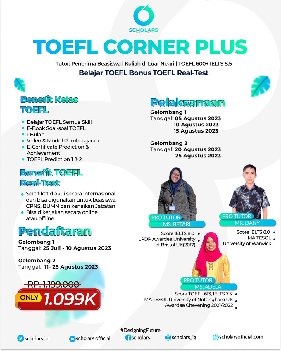 shincy99's tweet image. 📚PRIVATE CLASS📚

Banyak benefit yg didapat, khusus privat.
Khusus program private corner benefitnya bisa request jam, hari, materi dan media pembelajaran🤩

Untuk privat bisa hub kontak dibawah ini ⬇️ 
wa.link/b81k6w

#privateclass #classtoefl #kursustoefl #classielts