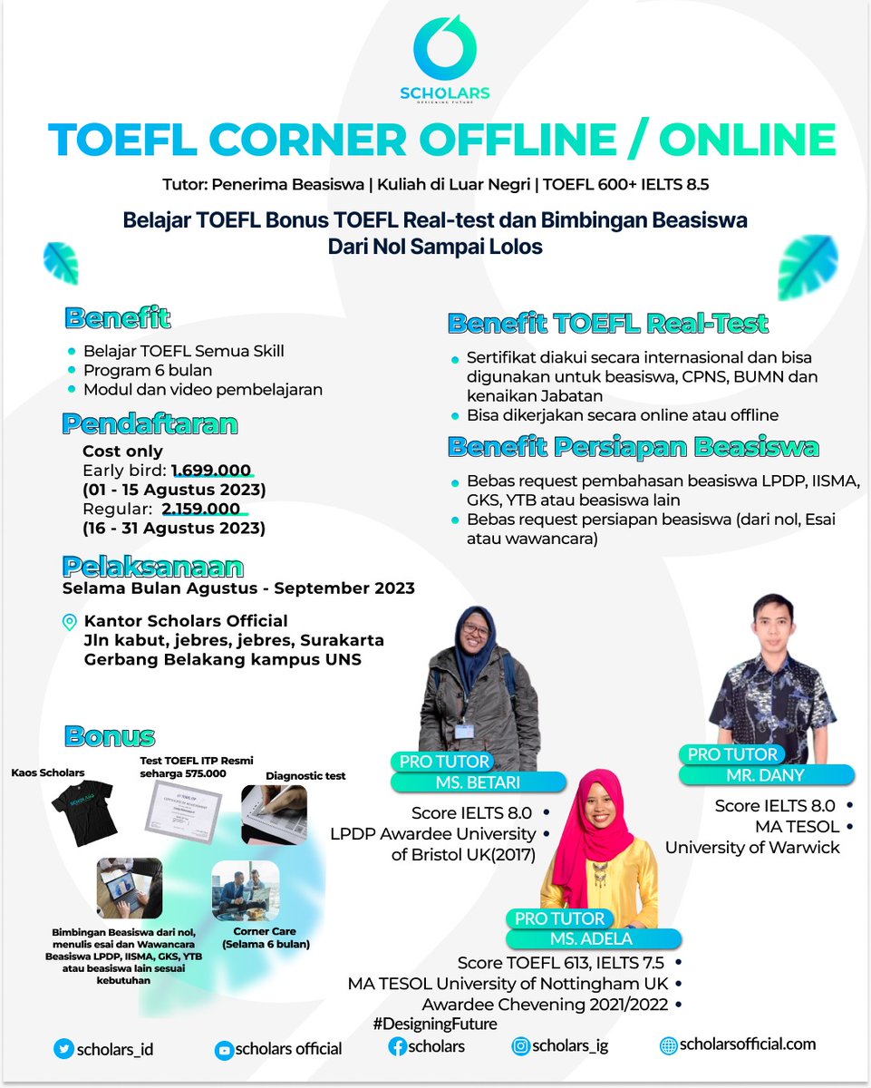 shincy99's tweet image. 📚PRIVATE CLASS📚

Banyak benefit yg didapat, khusus privat.
Khusus program private corner benefitnya bisa request jam, hari, materi dan media pembelajaran🤩

Untuk privat bisa hub kontak dibawah ini ⬇️ 
wa.link/b81k6w

#privateclass #classtoefl #kursustoefl #classielts