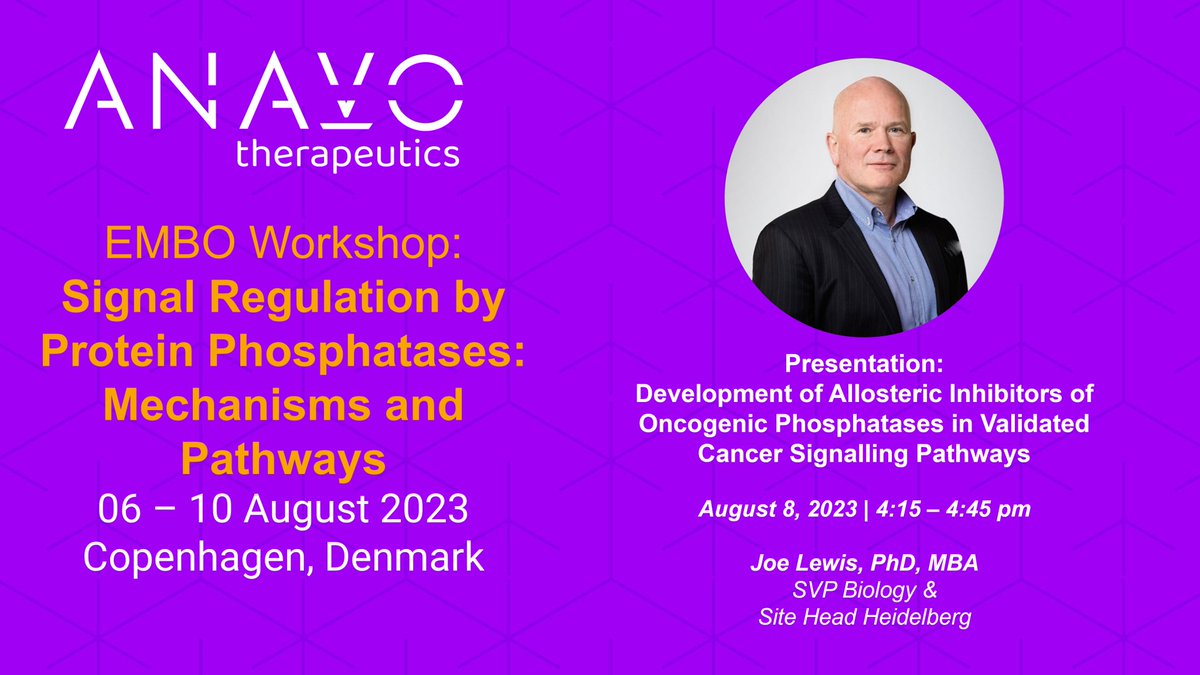 We are proud to sponsor EMBO’s Signal Regulation by Protein Phosphatases workshop Aug 6-10. Stop by and say hi, and join Joe Lewis, our SVP Biology &amp; Site Head Heidelberg, at his presentation on Aug 8. bit.ly/44tzDaK