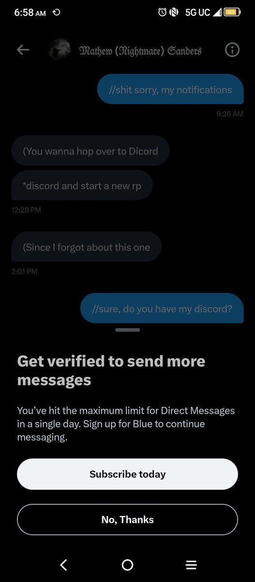 TheTroubleSide's tweet photo. I'VE ONLY SENT THREE FUCKING MESSAGES TODAY! I SWEAR TO THE GODS IMMA FIGHT THIS FUCKING APP https://t.co/Zb88wNM27a