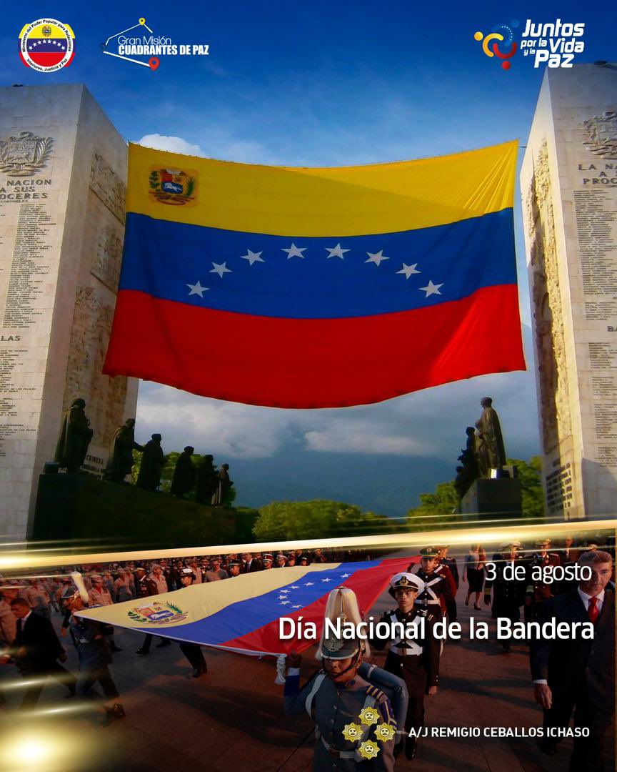 CeballosIchaso1's tweet photo. 🇻🇪 || Celebramos el Día de la Bandera Nacional, símbolo de luchas, unión, dignidad y libertad, izada por el Almirante en Jefe Generalísimo Francisco de Miranda, un día como hoy hace 217 años en Coro 1806 y que nos convoca a defender la independencia y la soberanía patria. https://t.co/u0D5EepoV0