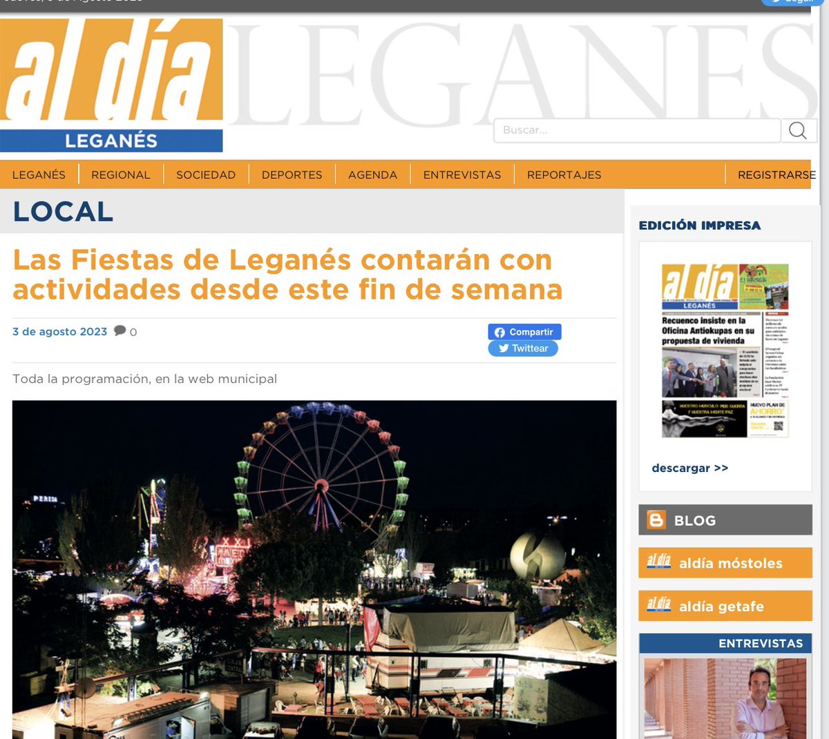 Las Fiestas de Leganés contarán con actividades desde este fin de semana aldialeganes.es/noticias/legan…