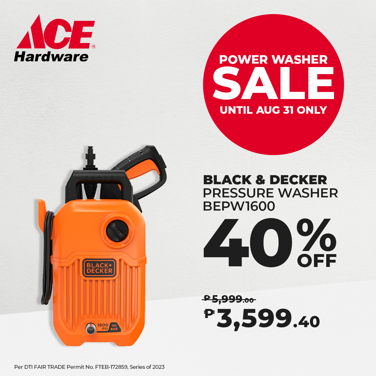 lookosale's tweet image. Up to 50% OFF on pressure washers until August 31! 💦🔥
#ACEHardwarePH #ACEHelpful #PowerWasherSale #PressureWasher #looksale #lookosale

lookosale.com/deals/ace-powe…