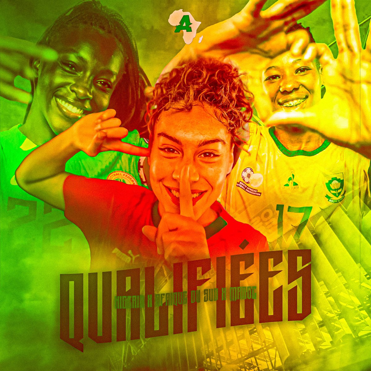 ActuFootAfrique's tweet photo. 🚨 HISTORIQUE : 3 nations africaines se qualifient en 1/8 de finales de la Coupe du Monde féminine ! 🌍😍🙌🏽

Nigéria 🇳🇬 
Maroc 🇲🇦 
Afrique du Sud 🇿🇦 https://t.co/DdofoZyxCf