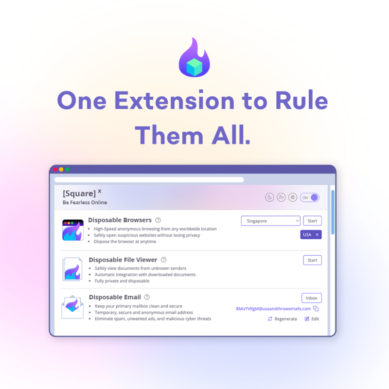 getsquarex's tweet photo. Browse anonymously, open files fearlessly, and stay invisible with disposable emails. Find out more: https://t.co/BgHWpDrQEY