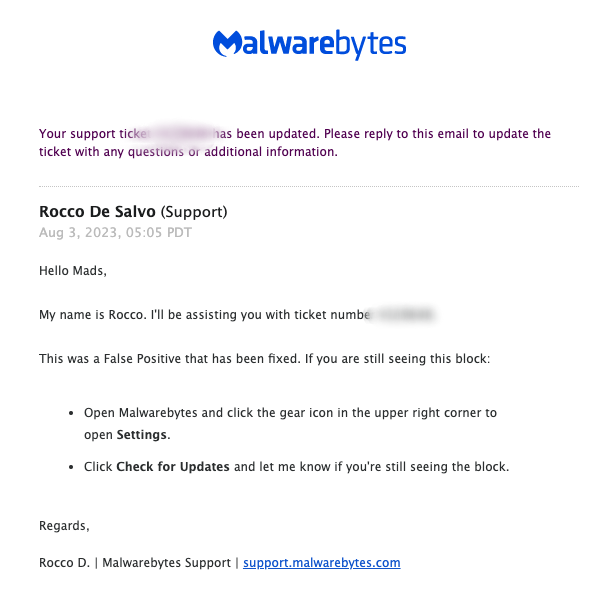 BHT_bet's tweet photo. 🟢 MalwareBytes has confirmed it was a false-positive and there's no need for worry! https://t.co/vBc1opJmuO