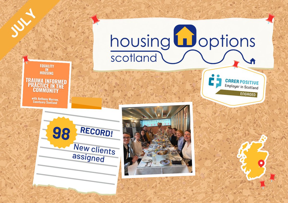 July was a busy month here <a href="/HOS/">Hos</a>! We assigned a record number of new clients and welcomed new team members. We were recognised as a Carer Positive Employer and we worked with other organisations to improve housing in Scotland.

Find out more about what we got up to below 🧵⬇️1/5