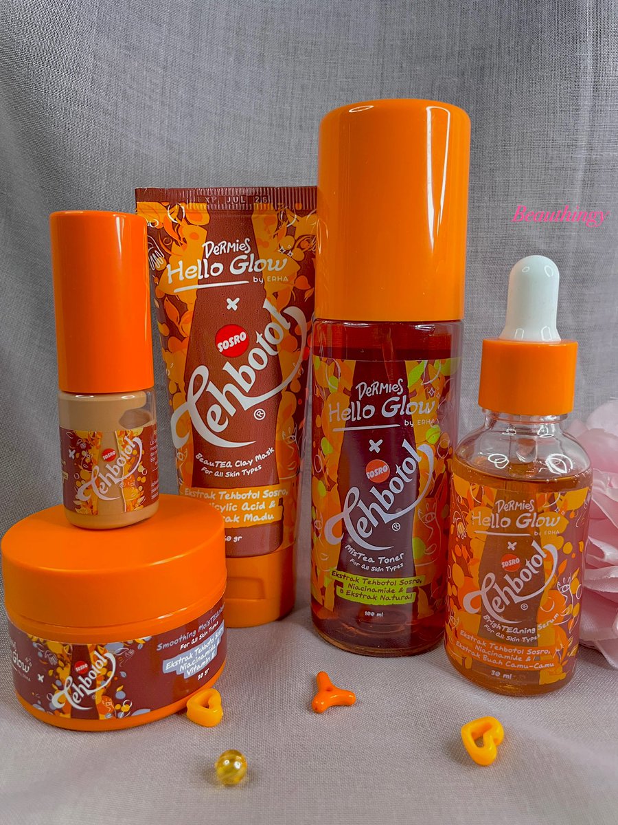 JudahIzHim's tweet photo. Halo BEAUTY!😍 Ada skincare yg unik banget nihh kolabnya!

Dermies Hello Glow x Tehbotol Sosro✨🧡

Kombinasi Dermies Hello Glow by ERHA dengan ekstrak Tehbotol ASLI loh!

wahh jadi penasaran ga sih?!! Kepoin mimin pakai serangkaian skincare nya yah🥰 
#IniTehSkincare 

Mimin suka bgt makenya bikin wajah jadi lembut, lembap dan beneran rasanya kaya pake Tehbotol di wajah karna semua produknya aroma Tehbotol beneran!
Tapi ini ga bikin wajah jd disemutin lho ya 😜
pastinya aman karna for all skin type!