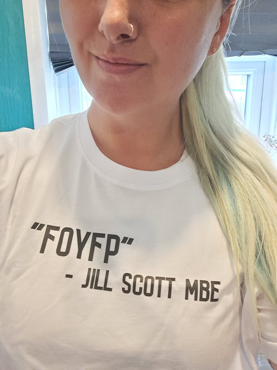 NicolNicholls's tweet photo. New favourite T-shirt from @wearefoudys celebrating the legend that is @JillScottJS8 😂 if you know you know 😉 #womensfootball #foyfp #lionesses #foudys #wearefoudys https://t.co/i4KaFjIxv0