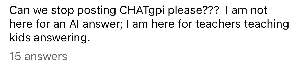 Screenshot from one of my Facebook educator groups this morning. Discuss: