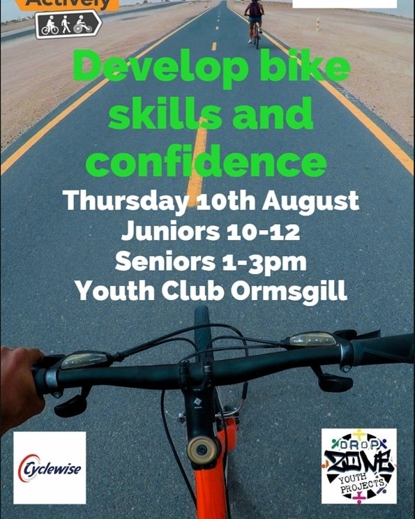 Please see below details of the bike skills and confidence sessions in Ormsgill next week. Placed have to be booked🚴‍♀️🚴‍♀️🚴‍♀️