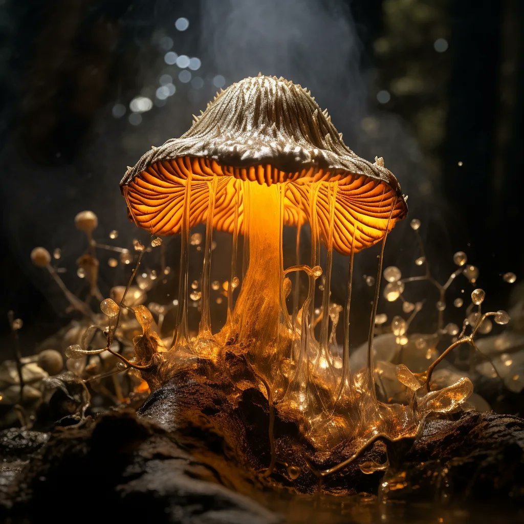 Backlit mushrooms made with Midjourney.

#mushroom
#backlit
#midjourney 
#fall
#autumn 
#dark
#brown