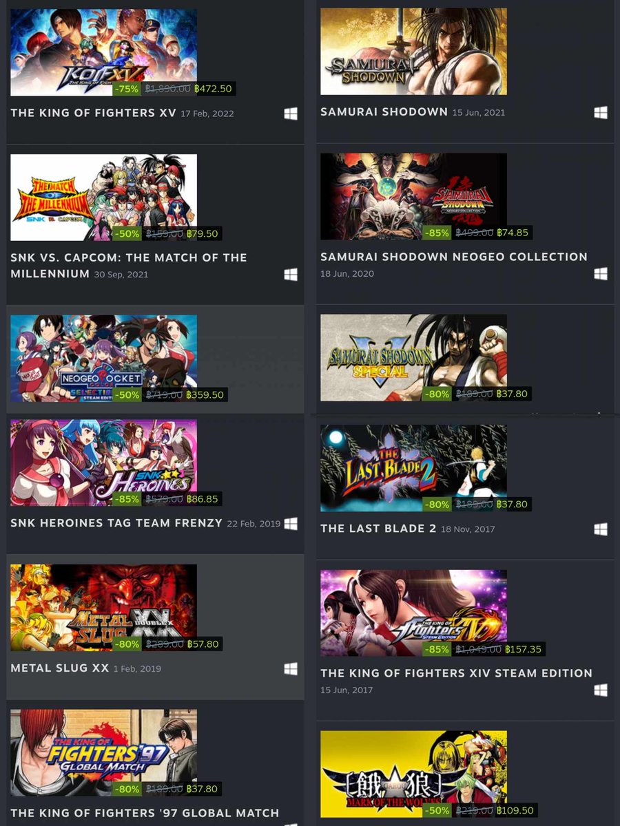 Mekikung's tweet photo. Summer sale just end but now BIG SALE happened again π± (Until 18th AUG)
KOFXV have 75% discount, this is a good chance to get a game before patch 2.0 will come soon !!
#KOFXV #KOF15 #SamuraiShodown #SNKH #MetalSlug #Garou #MOTW #KOF98UM #KOF02UM #KOFXIII #KOF13 #KOFXIV #KOF14 https://t.co/Tw3XeUdmDH