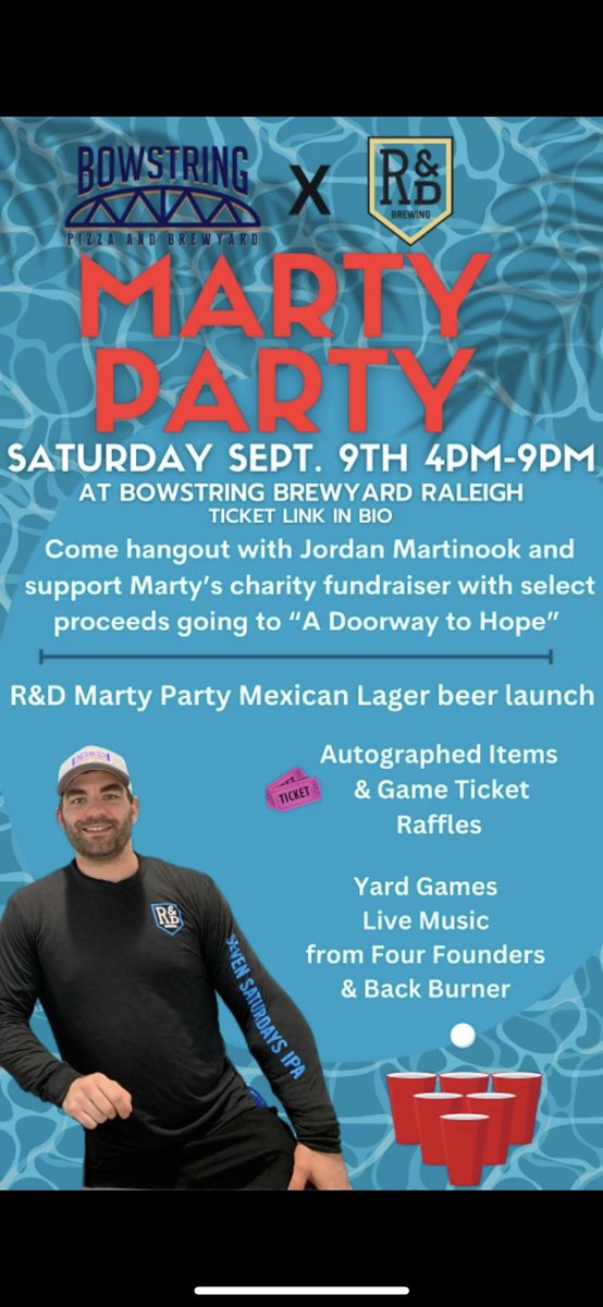 Martyman17's tweet image. GET READY TO PARTY SEPTEMBER 9.
Bowstring is hosting my first official MARTY PARTY and the release of MARTY PARTY LAGER!!!!!! eventbrite.com/e/rd-marty-par…