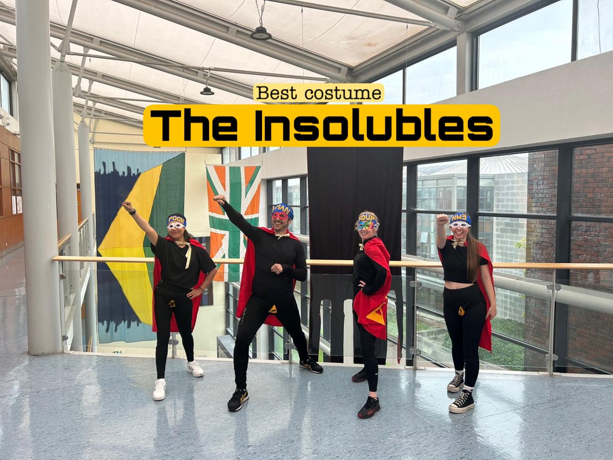 PGAC_DCU's tweet photo. Next prize goes for the best group costume, which was award to The Insolubles! 🏆 

Well done to all of the @kellehersan group for their amazing effort and putting a smile on everyone’s faces 🌟
 
#TheIncrediblesWho? #AforEffort 
#Sportsday2023 https://t.co/1TOkoQWyCc