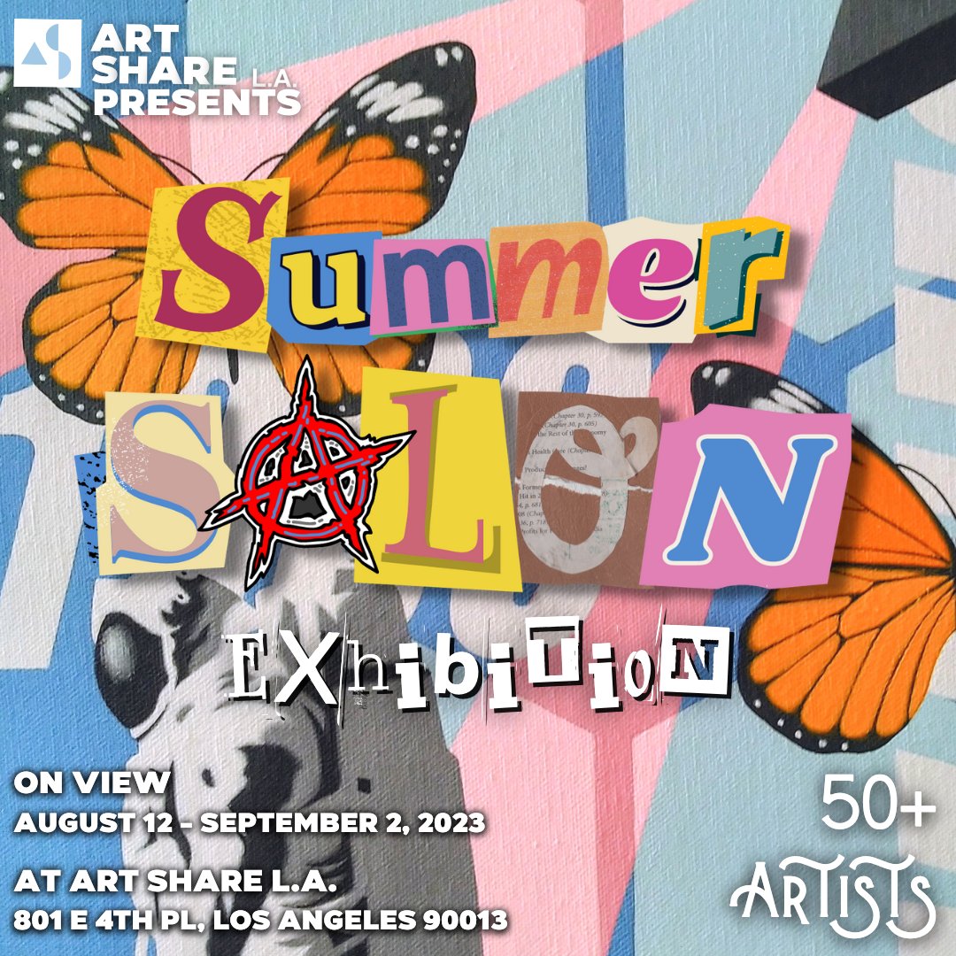 Art Share L.A. proudly presents Summer Salon 2023! =

Summer Salon runs from August 12 – September 2, 2023, and features sculpture, paintings, photography, and mixed-media collage.

Opening August 12th at 7PM! RSVP link: eventbrite.com/e/art-share-la…
