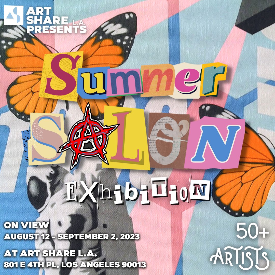 Art Share L.A. proudly presents Summer Salon 2023! = Summer Salon runs from August 12 – September 2, 2023, and features sculpture, paintings, photography, and mixed-media collage. Opening August 12th at 7PM! RSVP link: eventbrite.com/e/art-share-la…