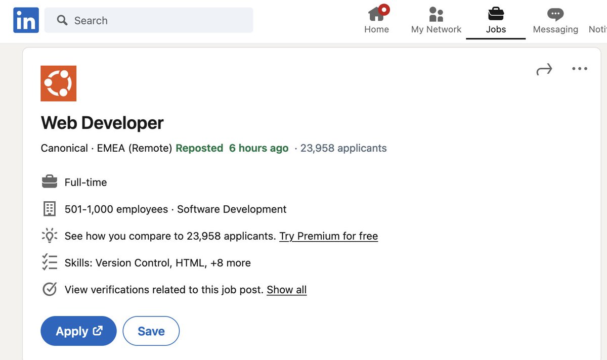 Leigh_R_Dev's tweet photo. Wow. It's tough out there hunting for Web Developer Jobs! https://t.co/B67HioILz6