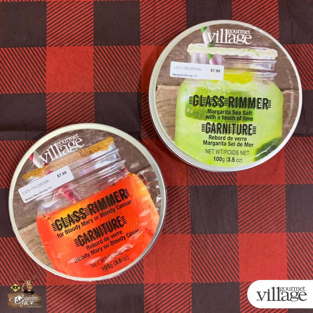 It's 5 o'clock somewhere! 🍹We carry Gourmet Du Village Frosé, Margarita kits and glass rimmers to elevate your cocktails! Cheers 🥂
Frozen Rosé Frosé Kit &amp; Coco Lime Margarita Kit - $15.95 each
Margarita Sea Salt &amp; Bloody Caesar Glass Rimmer - $7.99 each #GlobetrotterRV