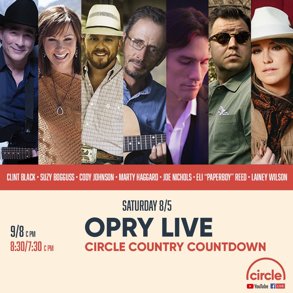 #COJONation! Join me, Clint Black, Suzy Bogguss, Marty Haggard, Joe Nichols, Eli “Paperboy” Reed, and Lainey Wilson for a special Opry Live Merle Haggard Tribute Show this Saturday at 9/8c pm. #OpryLive #CircleAllAccess