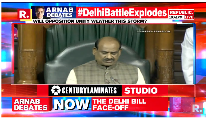 republic's tweet photo. #DelhiBattleExplodes | Delhi Services Bill passed in Lok Sabha, big test for opposition alliance I.N.D.I.A in Rajya Sabha now

The Debate is now on-air. Tune in and fire in your views with the hashtag - https://t.co/UFvYI6gQ65

#AAP #DelhiServicesBill #ArvindKejriwal #AmitShah #India #Arnab #ArnabGoswami