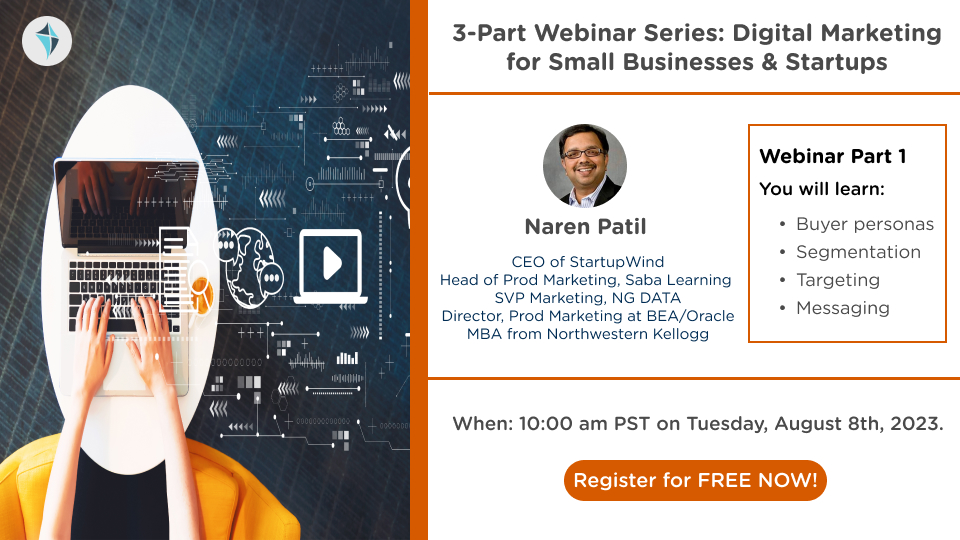 StartupWind's tweet photo. 3-Part Webinar Series: Digital Marketing for Small Businesses &amp; Startups

https://t.co/eAAwfmIjV9

#digitalmarketing #smallbusinesses #startups #messaging #targeting #segmentation #buyerpersonas https://t.co/8Zs5g8Aj0M