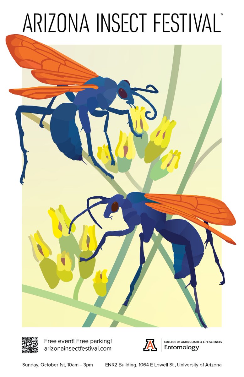 AZInsectFest's tweet photo. Mark your calendars! The 2023 AZ Insect Fest will be held on Sunday, October 1st. Our theme insect this year is the tarantula hawk. Tell your friends and visit our website at https://t.co/zzTT0STRZU! https://t.co/GrKqAsEfja