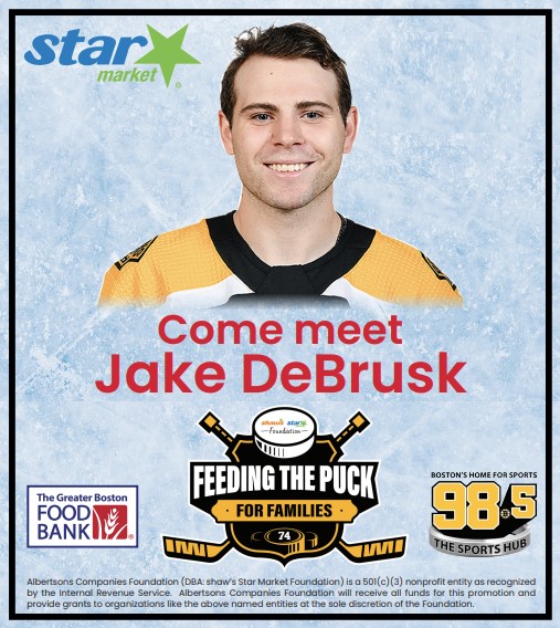Star Market (@star_mrkt) on Twitter photo Meet <a href="/JDebrusk/">Jake Debrusk</a> & support <a href="/Gr8BosFoodBank/">The Greater Boston Food Bank</a>! Join us Monday, 8/7 at our Quincy store 130 Granite St, from 2-4pm. Bring a non-perishable product to donate or purchase one at the store, to get your picture taken with Jake! Note: space is limited & Jake will not be signing autographs. Meet <a href="/JDebrusk/">Jake Debrusk</a> & support <a href="/Gr8BosFoodBank/">The Greater Boston Food Bank</a>! Join us Monday, 8/7 at our Quincy store 130 Granite St, from 2-4pm. Bring a non-perishable product to donate or purchase one at the store, to get your picture taken with Jake! Note: space is limited & Jake will not be signing autographs.
