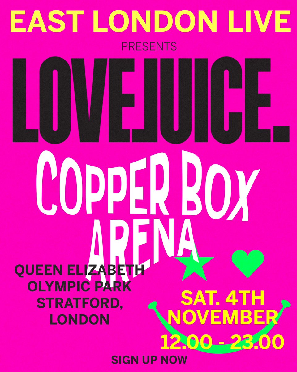 THE BIGGEST LOVEJUICE SHOW EVER

RT to win:
1 x VIP table for 6 with £1000 spend @ Copperbox
6 x VIP tickets (incl. q jump + VIP access)
6 x VIP tickets for LoveJuice Halloween
6 x VIP tickets for LoveJuice NYE
6 x VIP Wknd passes for We Are FSTVL
Signup: LoveJuiceCopperbox.com