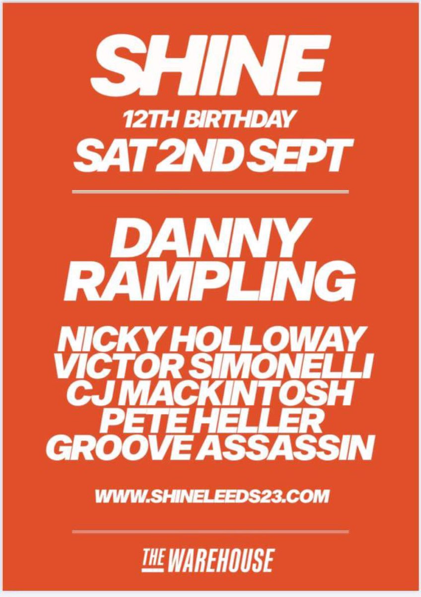 Just a month to go until the return of one of Leeds favourite nights!! Looking forward to the return of Shine 12th Birthday @ The Warehouse Leeds | Sat 2nd Sept 😁