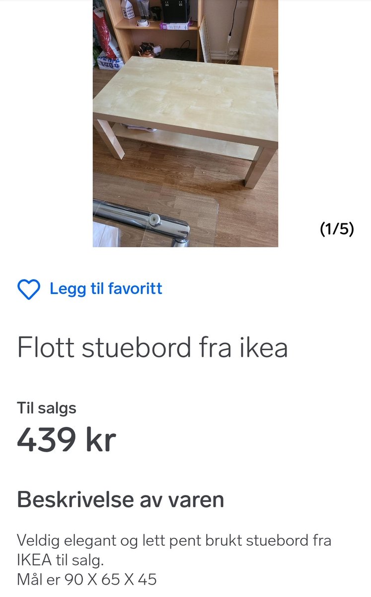 Fett å prøve seg på å selja Ikea Lack til 60 kr under nypris 🤪
