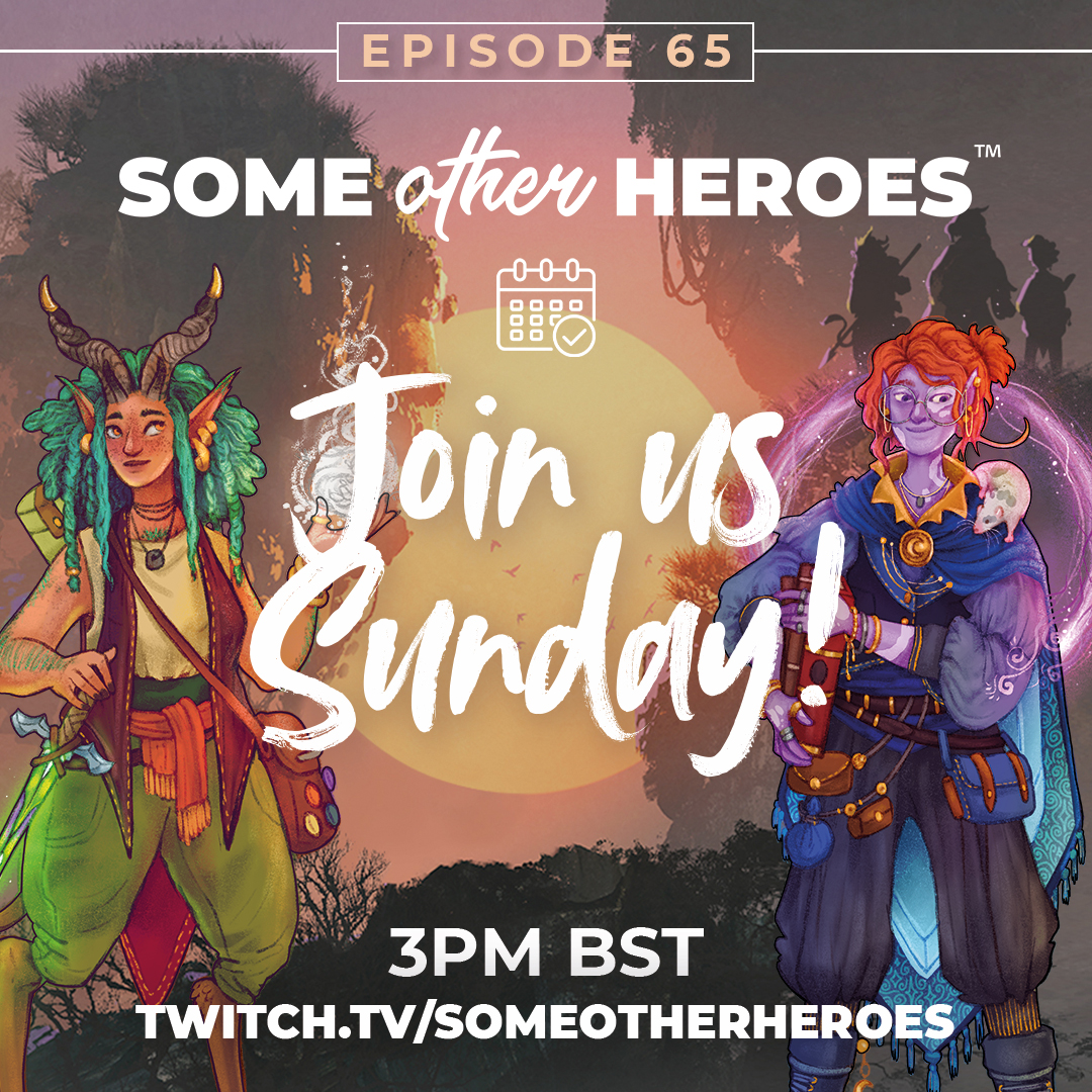 We are back this coming Sunday 3pm BST/4pm CEST with episode 65. Live on Twitch.  

#dungeonsanddragons #ttrpg #someotherheroes #newadventures #secrets #incoming #brandnew #someotherheroes #dungeonsanddragons #dndyoutube #dnd5e #ttrpgs #adventure #fantasy #homebrewttrpg #youtube