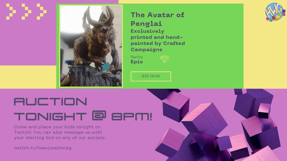 heavywaiterpg's tweet photo. The battle for Penglai begins TONIGHT!

Place your bids now!

https://t.co/z0aIPHeICu

Then join us on Twitch : https://t.co/jwh4Xd8RLQ https://t.co/cn03Bf8WrD