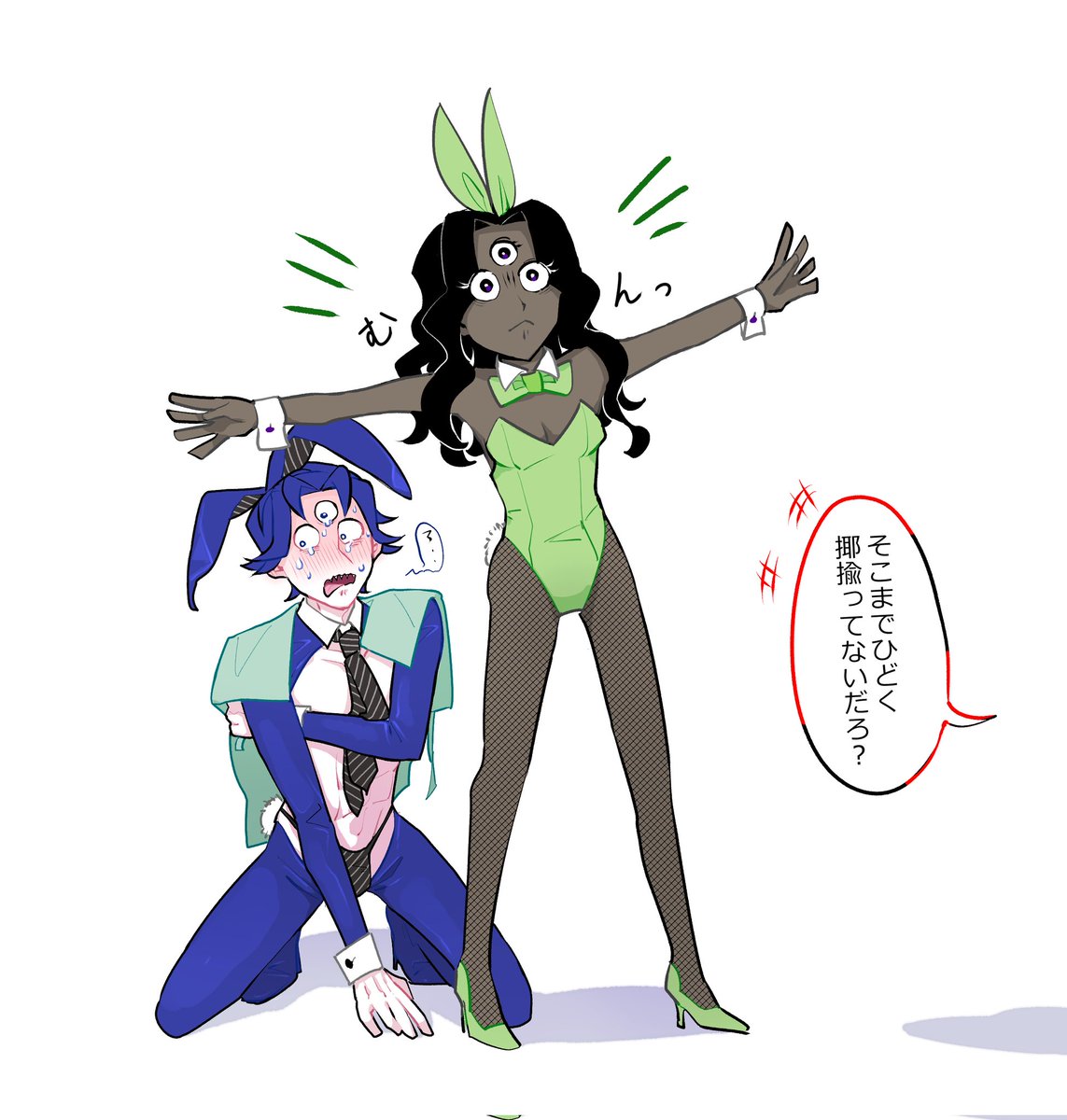 ⚠️ 擬人化 ⚠️
ナブ's バニー👯
～欄外から茶々を入れる🟥🎉を添えて～

#GoB擬人化 