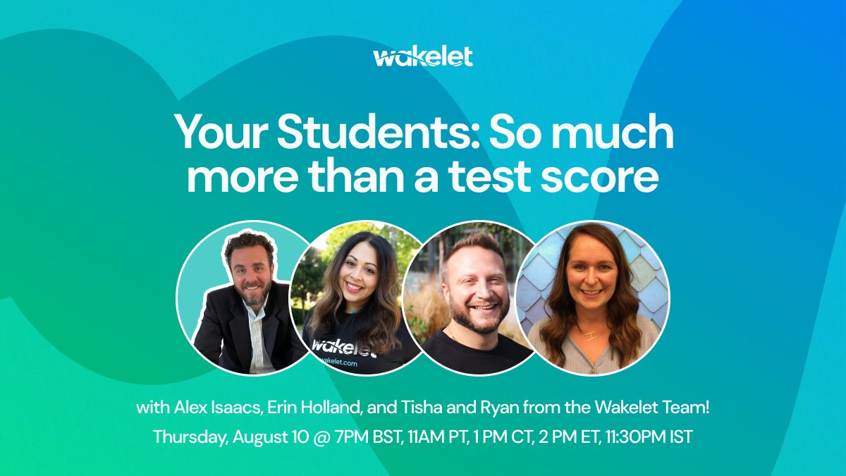 Wakelet ๐ (@wakelet) on Twitter photo Your students are so much more than a test score! Join our upcoming webinar for a discussion on how to maximize the potential of your students.๐๐
@TxTechChick, <a href="/RyanMcGTech/">Ryan McGinnis</a>, <a href="/mr_isaacs_math/">๐จ๐๐๐ ๐ฐ๐๐๐๐๐, ๐ด.๐ฌ๐
. ๐ง๐ปโโ๏ธ</a> & <a href="/erinjurisich/">Mrs. Erin Holland</a> will be LIVE on Thursday, Aug 10 at 2pm ET!
๐ webinars.wakelet.com/student-success Your students are so much more than a test score! Join our upcoming webinar for a discussion on how to maximize the potential of your students.๐๐
@TxTechChick, <a href="/RyanMcGTech/">Ryan McGinnis</a>, <a href="/mr_isaacs_math/">๐จ๐๐๐ ๐ฐ๐๐๐๐๐, ๐ด.๐ฌ๐
. ๐ง๐ปโโ๏ธ</a> & <a href="/erinjurisich/">Mrs. Erin Holland</a> will be LIVE on Thursday, Aug 10 at 2pm ET!
๐ webinars.wakelet.com/student-success