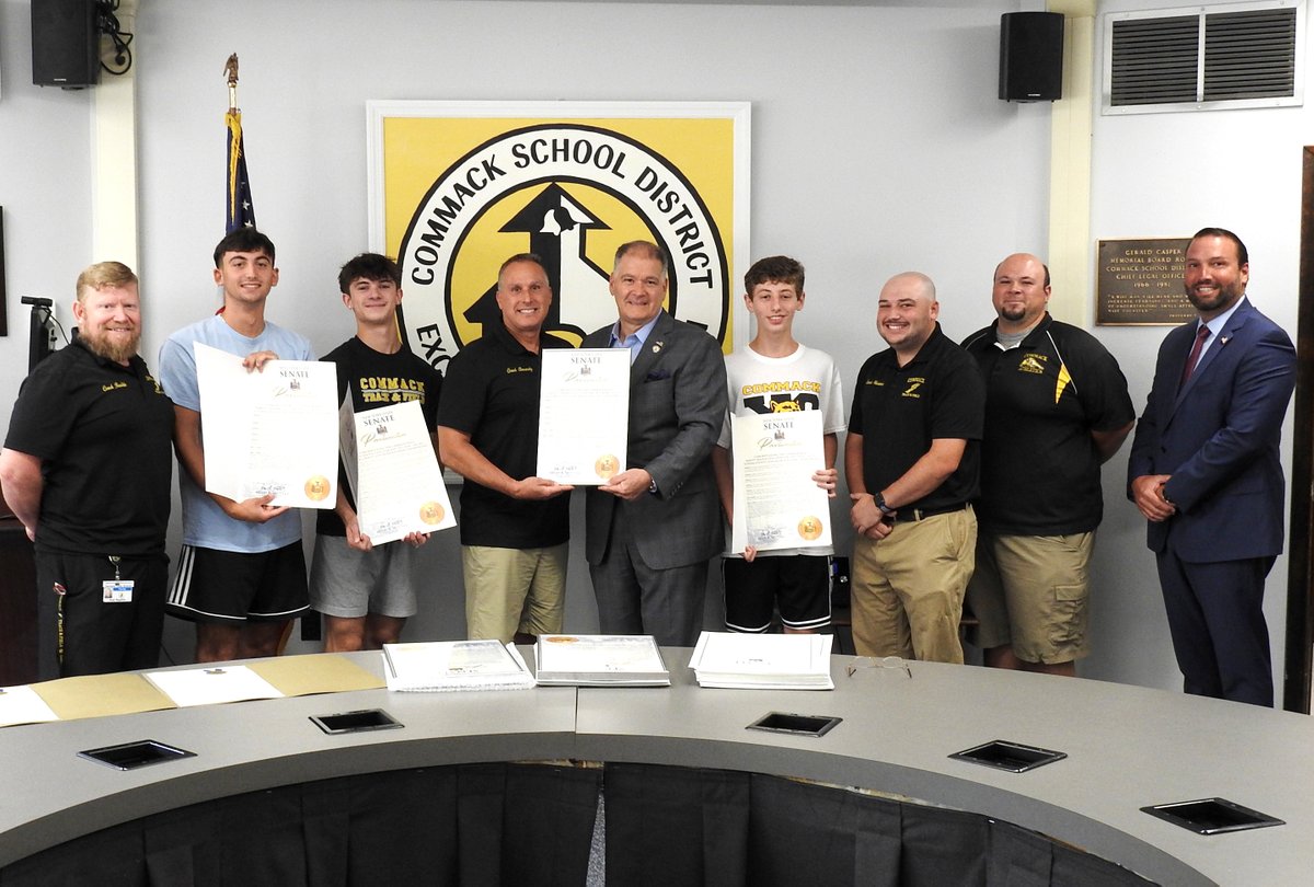CommackSchools's tweet photo. Proclamations were presented from @SenatorMattera to our winning athletes for their team accomplishments this spring! #Golf #Baseball #Track #Field #Mack #CommackSchools #CommackHighSchool #Athletes #Champions https://t.co/YzR8zSD2TK
