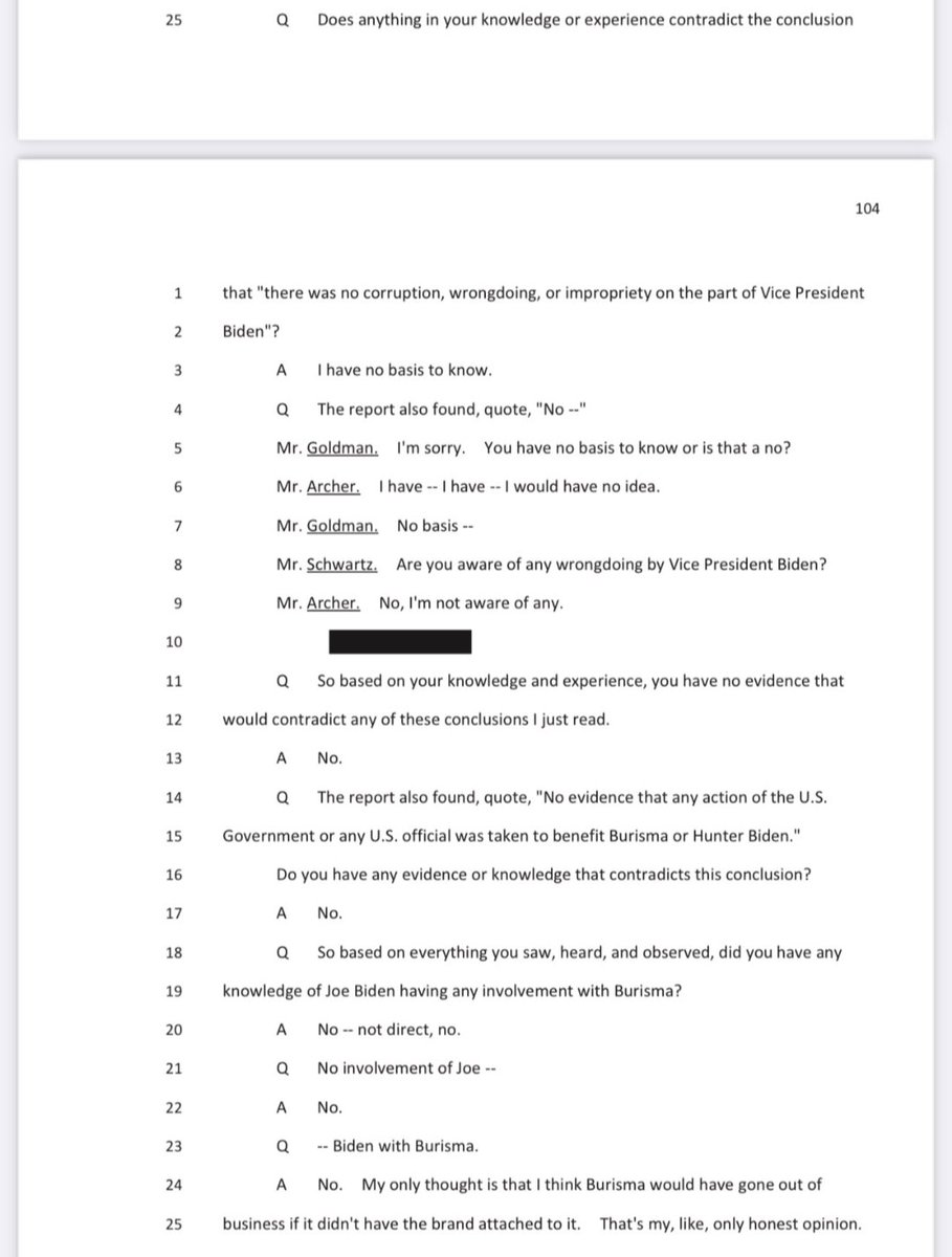 🚨 I have read the entire transcript from the closed door testimony of Devon Archer. There is absolutely not one encounter during questioning that Devon suggests President Biden used his power as bribery. In fact it's the complete opposite. Devon states clearly he has no…