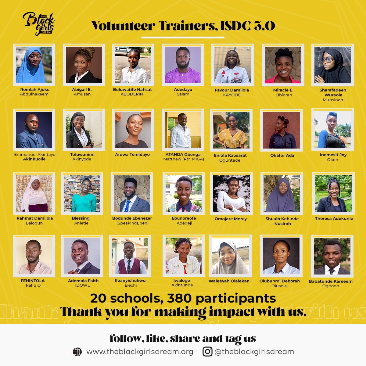 Dear Volunteer Trainers, thank you for
making impact with us! You rock💛. 

#ISDC 3.0
#theinclusiveedition
#PublicSpeakingtraining
#PublicSpeaking
#PublicSpeakers
#Competition
#VolunteerTrainers
