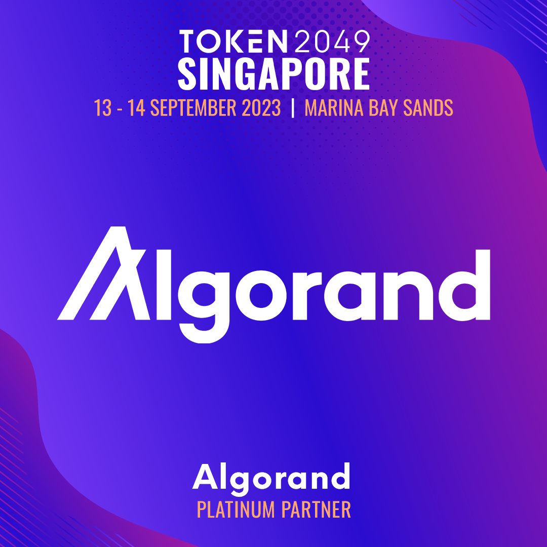 token2049's tweet photo. Catch @AlgoFoundation, Platinum Partner at #TOKEN2049.

Algorand is a pure proof-of-stake Layer-1 blockchain protocol built for real-world impact.

Learn more: https://t.co/bBz17swZVm
Tickets: https://t.co/mgbtR9omea https://t.co/7Vzo6WDrUY