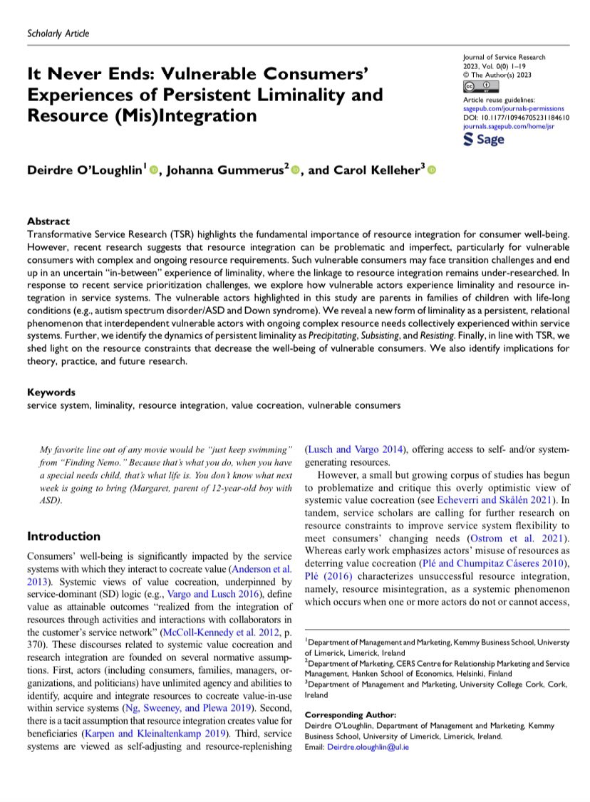 ‘It Never Ends….’ Proudly sharing important recent publication with @JoGummerus and @carolkelleher3 highlighting the challenges that families of children with additional needs (e.g. ASD and Down Syndrome) experience in accessing key services journals.sagepub.com/doi/full/10.11…