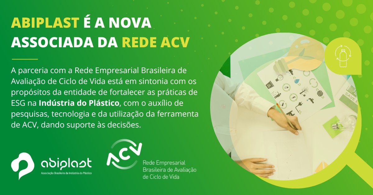 abiplast_br's tweet photo. A ABIPLAST é a nova associada institucional Rede Empresarial Brasileira de Avaliação de Ciclo de Vida , com o objetivo de impulsionar a economia circular incentivar ações assertivas na produção e no consumo do plástico no Brasil.  Saiba mais em: https://t.co/NWc5l623hy https://t.co/50pjNr9Uo8