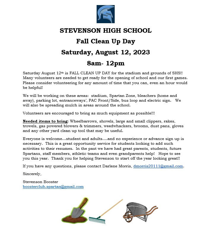 We hope you can join the Booster Club for its annual Fall Clean-Up Day.  All are welcome!