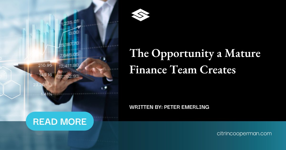 Mature #finance and #accounting teams are one of the top value drivers for their companies.

Access the five major benefits a mature finance team provides here: citrincooperman.com/In-Focus-Resou…
