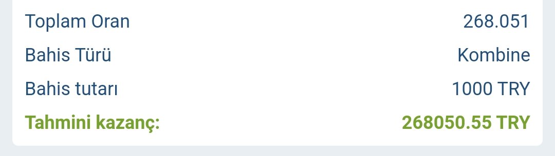 4 kişiye 8000TL dağıtırım tabi ufak çaplı bir mucize lazım Konferans Ligi'nde 😀