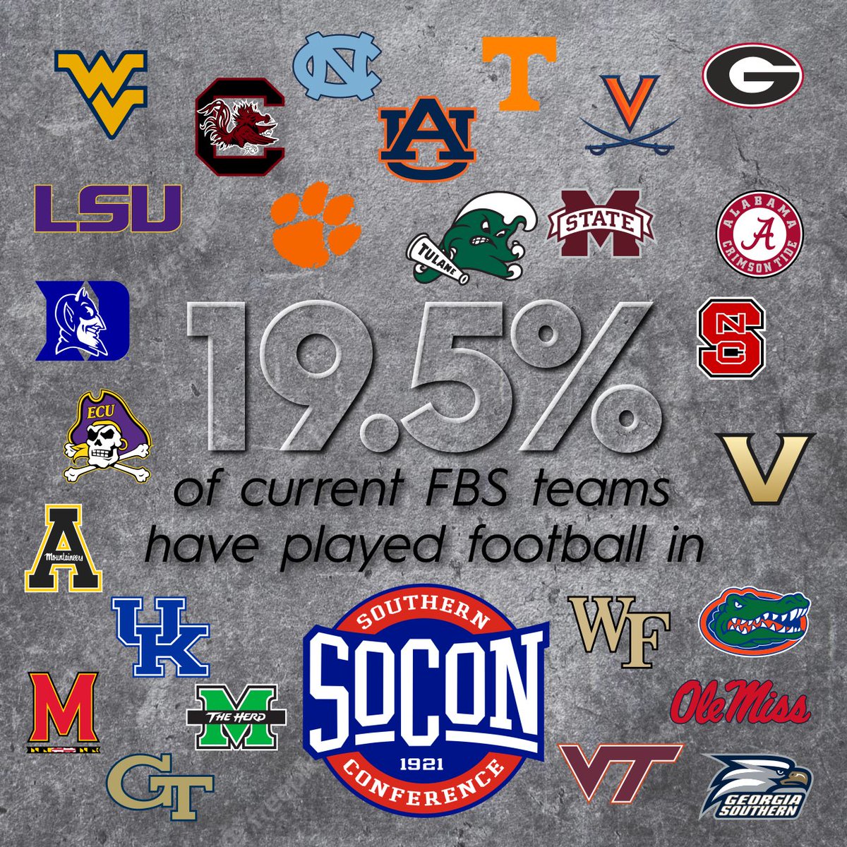 Want to talk about mega conferences? The SoCon (<a href="/SoConSports/">The Southern Conference</a>) has had some of the biggest names in the game as members since starting in 1921.