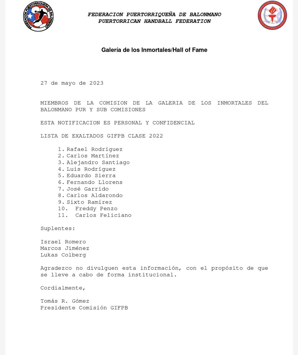 Galería de los Inmortales  del Balonmano de Puerto Rico anuncia la clase 2022. #BalonmanoPUR #Balonmano #handball