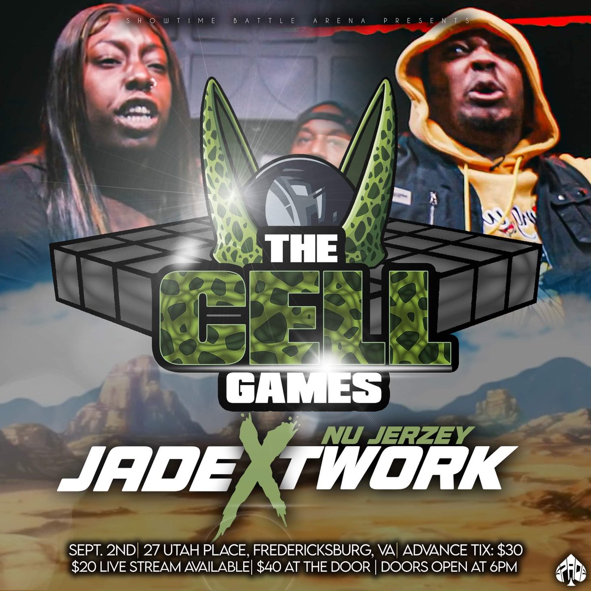 ShowTimeBattles's tweet photo. GOING DOWN NEXT MONTH
@CakeLyfe_Jade vs @NUJERZEYTWORK 3 ROUNDS!
#THECELLGAMES!!
CRAZY CARD ๐ฅ๐ฅ
GET $30 ADVANCED TICKETS
$20 FACEBOOK LIVE STREAM
ITS 40 AT THE DOOR CASHAPP WITH FULL NAME!
WE OUT IN FREDERICKSBURG VA PULL UP!! https://t.co/keFVJSGOuE