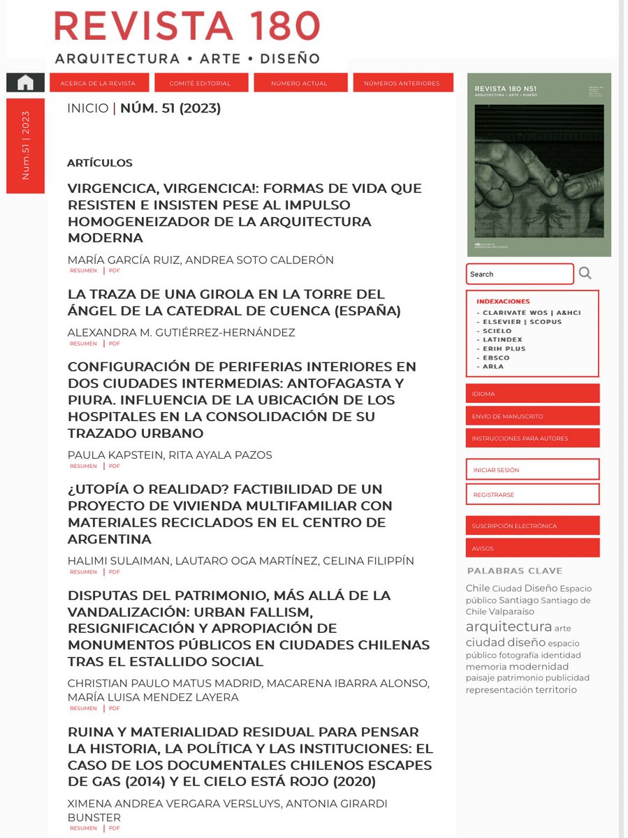 Ya está disponible el N51 de la #Revista180 <a href="/ArquitecturaUDP/">Arquitectura UDP</a> 👉🏽revista180.udp.cl/index.php/revi…